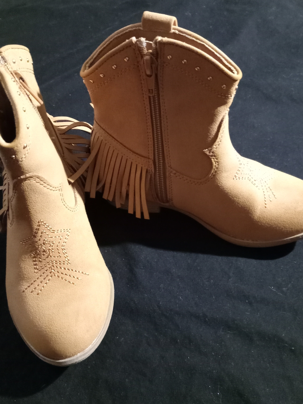 Dream Pairs Girls Tan Fringe Star Ankle Boots